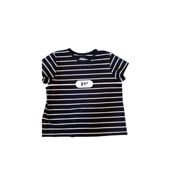 charcoal and gray striped ladies short sleeve casual top round neck XXL - Picture 6 of 7